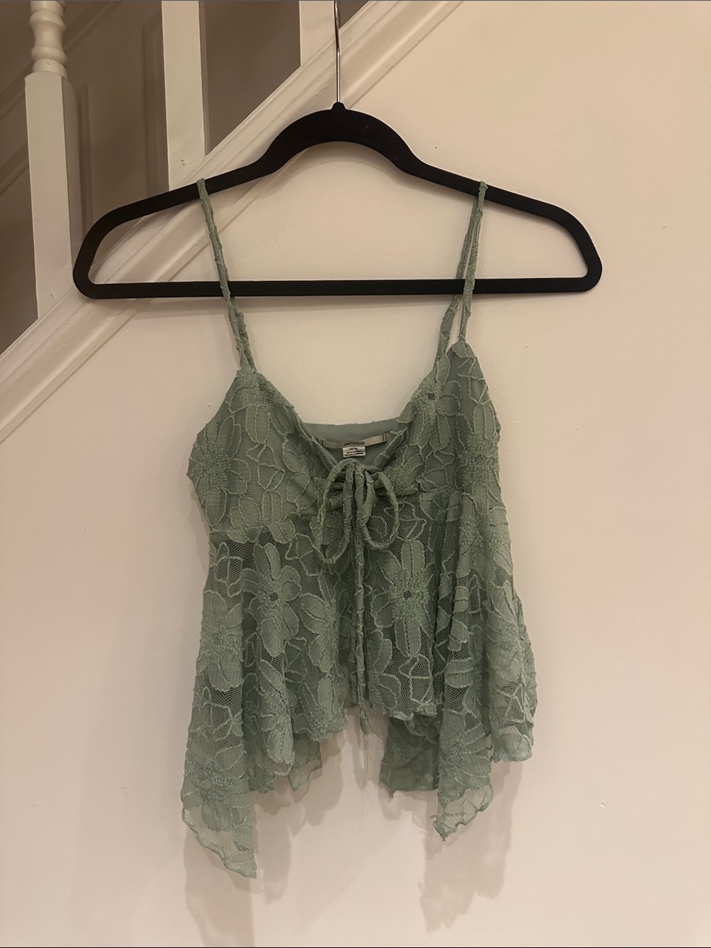 Green Lace Sheer Cami Top - Picture 3 of 4